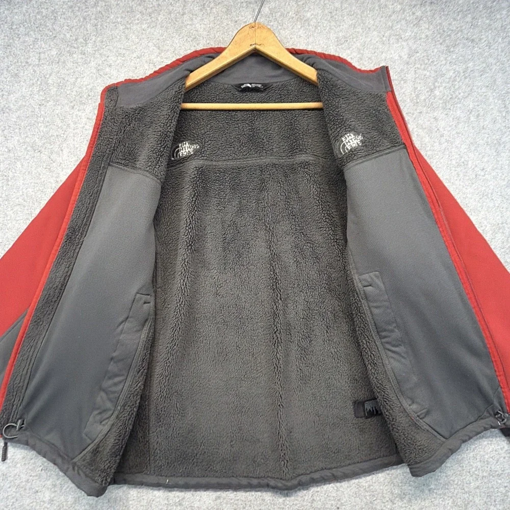 The North Face Windwall Jacket Mens Large Red Sherpa Lined Full Zip Windbreaker